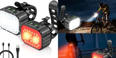 Super Bright Rechargeable Bike Lights: 8+12 Modes, 58hr Battery