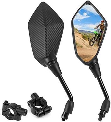 Black Carbon Fiber Rhombus Motorcycle Mirrors for Cruisers & More
