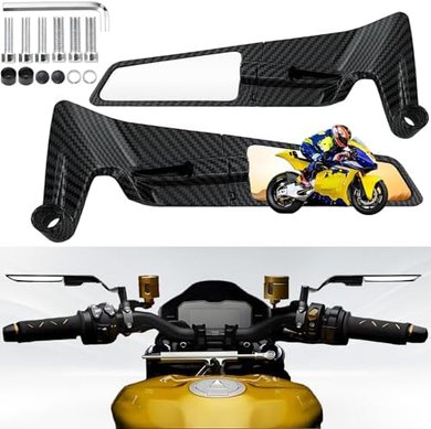 Adjustable Carbon Fiber Motorcycle Mirrors for Kawasaki, KTM, Honda, Yamaha
