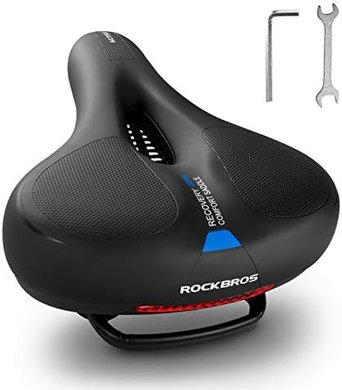 ROCKBROS Comfort Bike Saddle: Wide, Soft, Shock-Absorbing, Reflective
