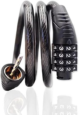 Resettable Coiled Cable Bike Lock (32", 4-digit)
