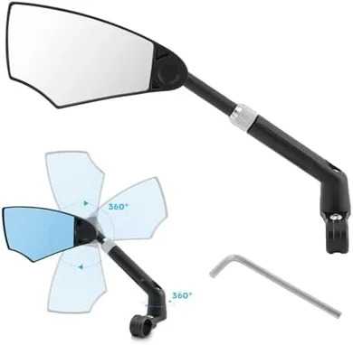 360° Adjustable Bike Mirror with Wide-Angle, Retractible Lens (20-23mm bars)