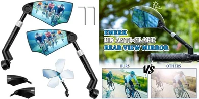 EMERK HD Bike Mirrors: Retractible, 360° Adjustable, Anti-Glare (Pair)