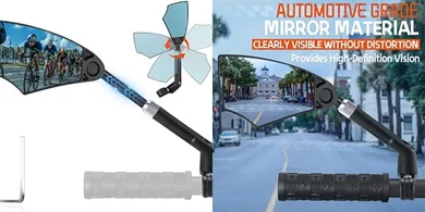 WEST BIKING Foldable Bike Mirror: 360° Adjustable, Anti-Glare