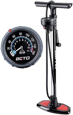 Beto Portable Bike Floor Pump: Steel, 160 PSI, Gauge & Bleed