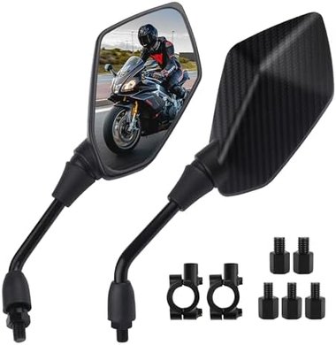 Adjustable Motorcycle Mirrors (Carbon Fiber, 8/10mm Bolts)