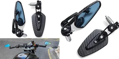 Carbon Fiber Motorcycle Mirrors: 7/8" Inverted Cafe Racer Style