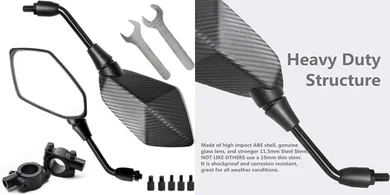 Upgraded 2024 Motorcycle Convex Mirrors: M8/M10, 7/8" Clamp, Fits Most Bikes