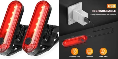 Ascher Rechargeable LED Bike Tail Lights (2-pack, 4 modes)