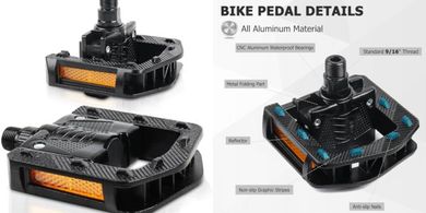 CNC Aluminum Flat Bike Pedals with Reflectors: Wide, Non-Slip, Waterproof