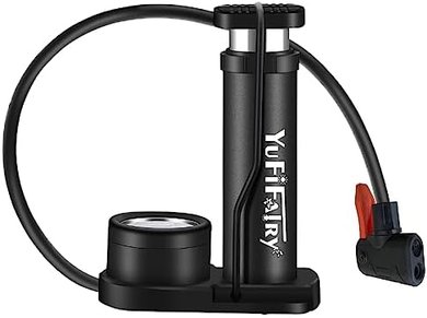 Mini Aluminum Alloy Bike Pump with Gauge (120PSI), Presta/Schrader
