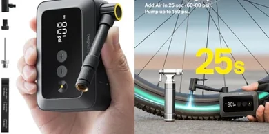HOTO Mini Electric Bike Pump: Fast Inflation, 150PSI, Presta/Schrader