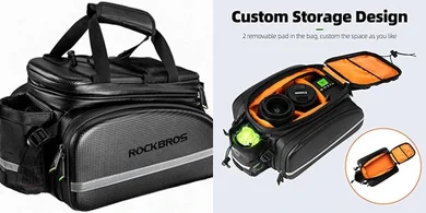 ROCKBROS Waterproof Bike Trunk Bag: Carbon Leather Cargo Pannier

