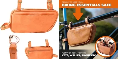 Water-Resistant Leather Triangular Bike Frame Bag (1L)
